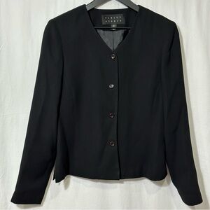 Vintage Black Finity Studio Collarless Blazer/Jacket V-neck Size 8
